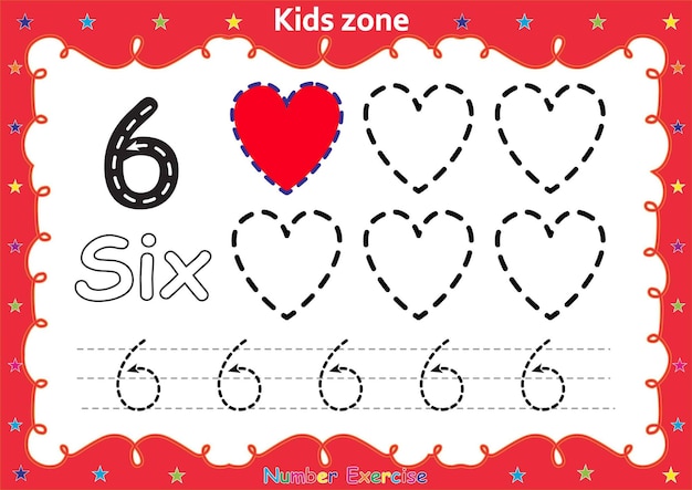 Number exercise with cartoon coloring book kids illustration.