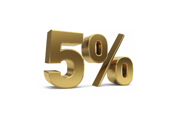 숫자 50% isin gold 숫자 5%는 3D 일러스트레이터 및 렌더링