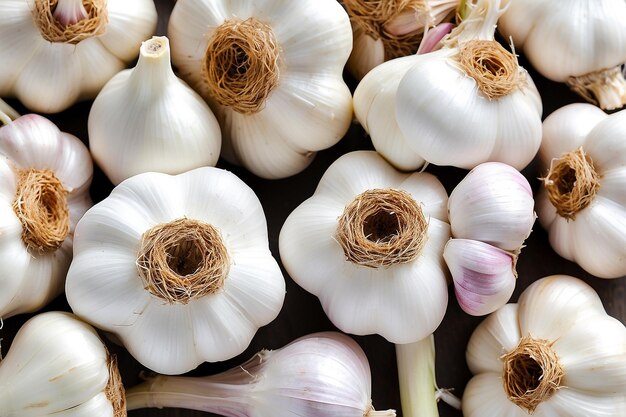 Photo a number of garlic with a white background