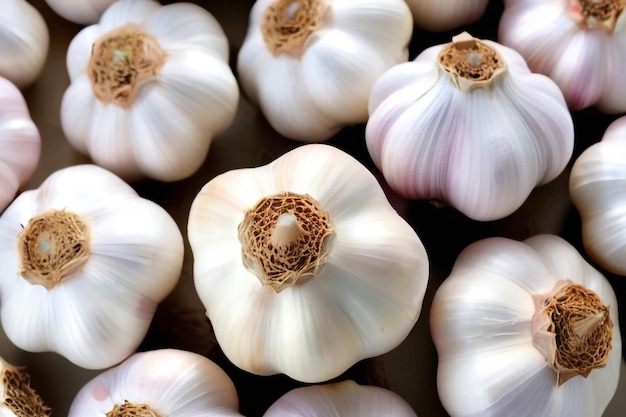 Photo a number of garlic with a white background