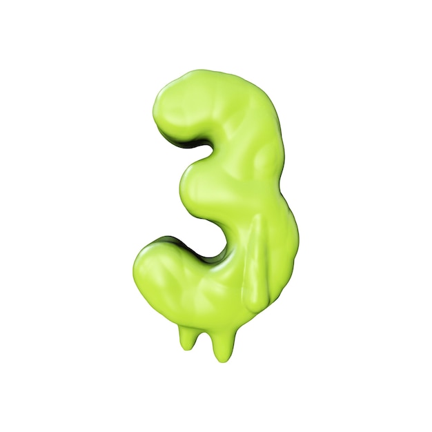 Number  green slime oozing halloween font d rendering