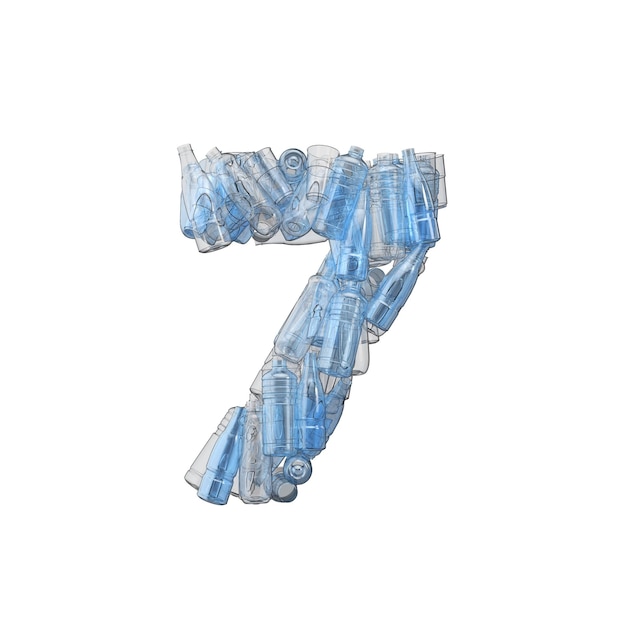 Number  made from plastic bottles plastic recycling font d rendering