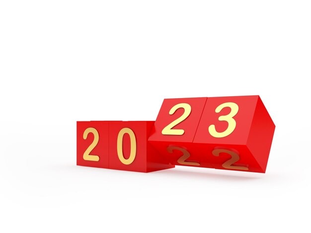 Photo the number of new year changes on cubes.