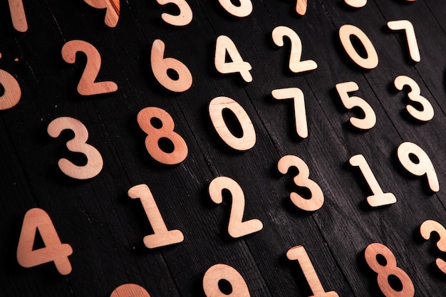 A number of numbers on a black background