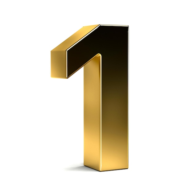 Number One Golden Typeface 3D Render Illustration