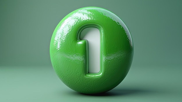 Number one on green background 3D illustration