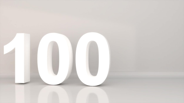 Number one hundred on a white background1003D rendering