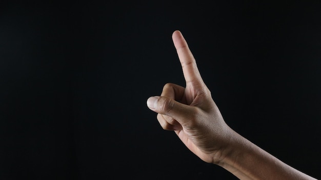 number one index finger on white background
