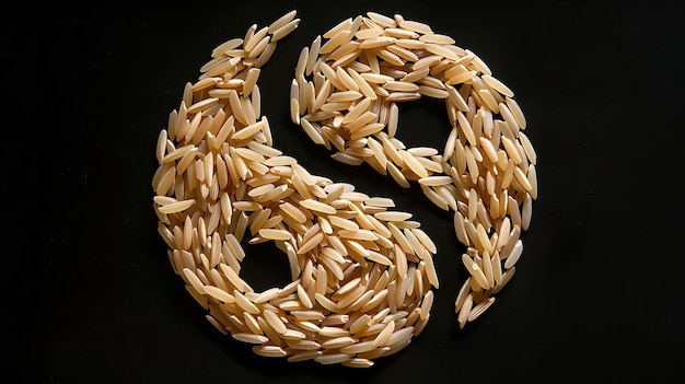 Photo a number of rice in a circle with the letter g on it
