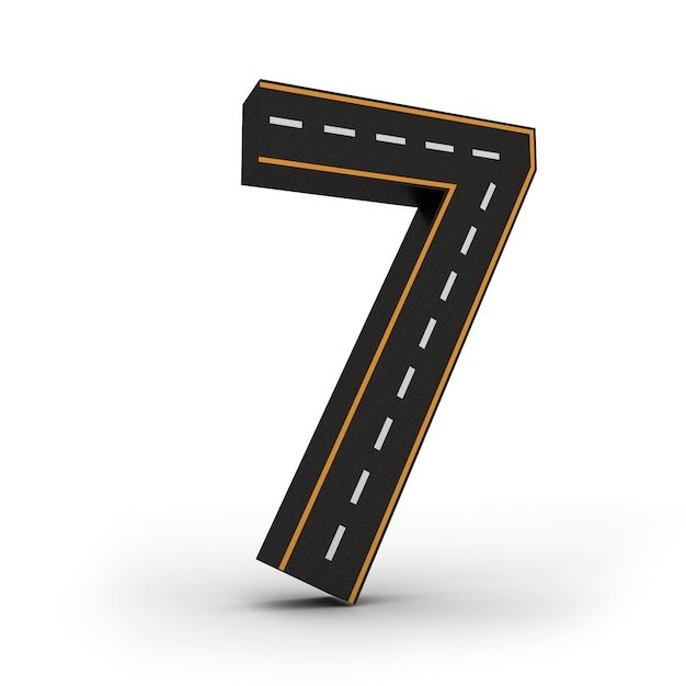 道路の形で数字の7つのシンボル