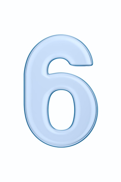 Number six on white background Isolated 3D illustration