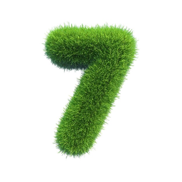 Photo number symbol of green fresh grass isolated on a white background.