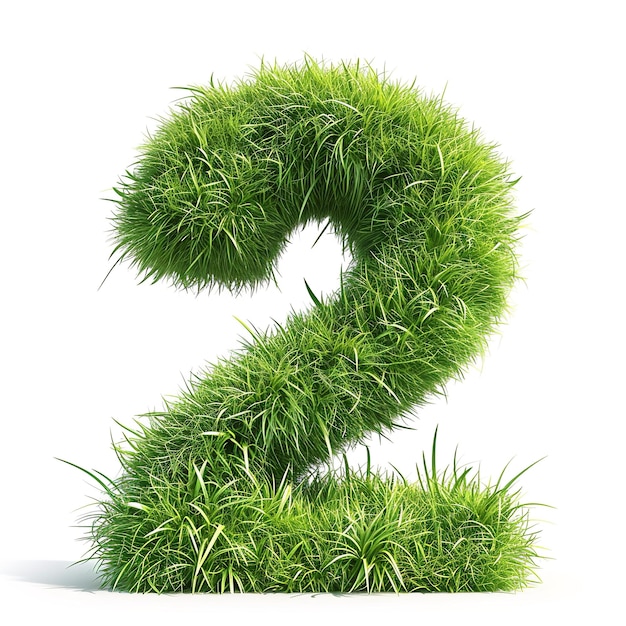 Foto un numero due formato interamente da l'erba verde lussureggiante vibrante pieno di vita e consistenza