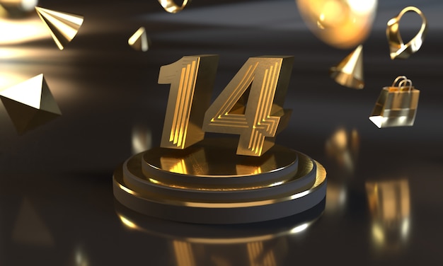 Number with gold style