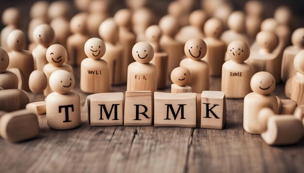 Photo a number of wooden dice with the letters m and m on them