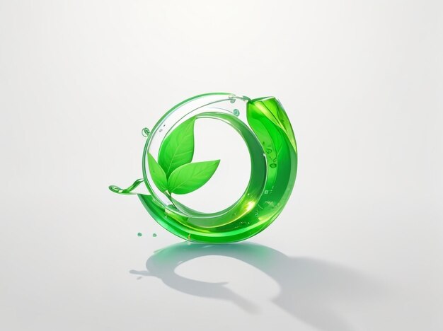 Number Zero Eco-logo in ronde splash met groene elementen