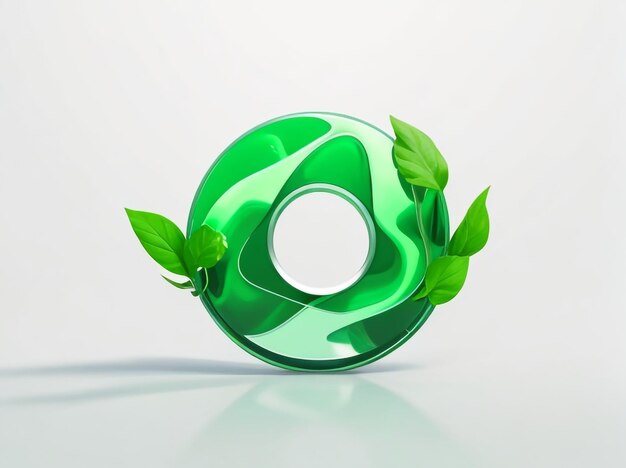 Foto numero zero eco logo in round splash con elementi verdi