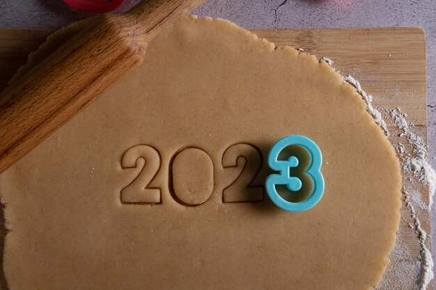 Numbers 2023 from the dough for homemade cookies