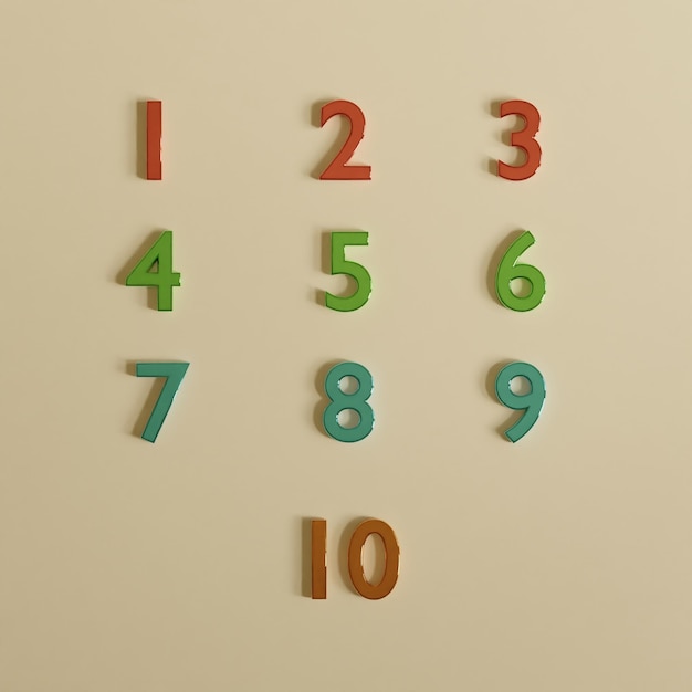 Numbers 3D rendered image