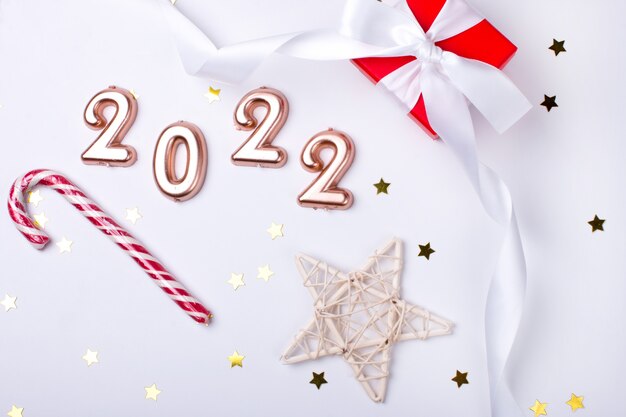 The numbers are 2022. The New year 2022 is the Christmas holiday. Christmas decoration