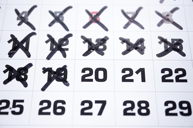 Photo numbers in the calendar days of the month