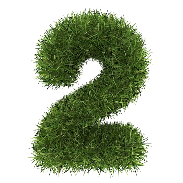 Numbers Made of Grass Turf Isolated 