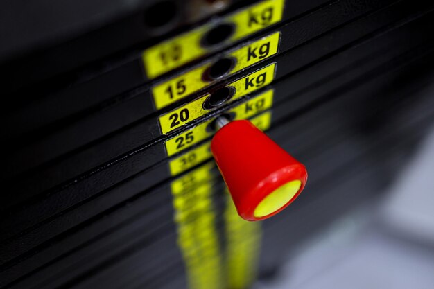 Numbers of weights on the gym machine for lifting