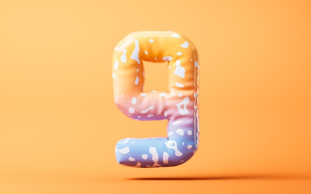 柔らかいバルーンのスタイルの数字 3D レンダリング