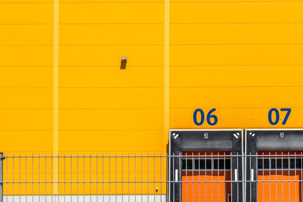 Numbers on yellow wall