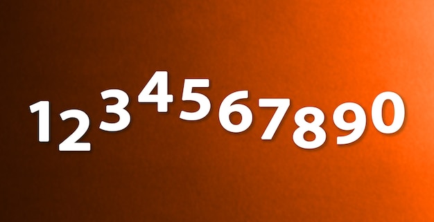 The numbers zero to nine on paper different color backgrounds.