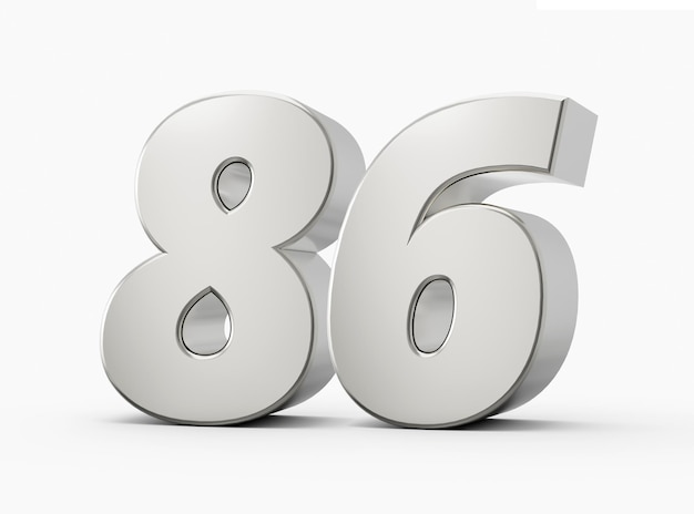 Numeral 86 eighty six isolated on white background 3d illustration