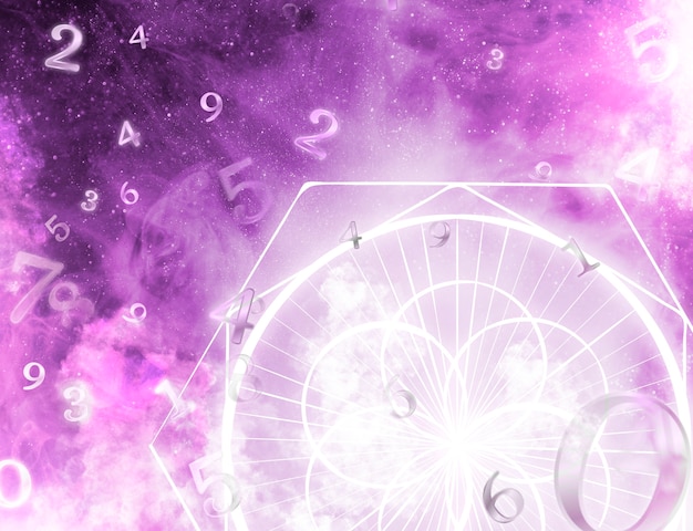 Numerology concept with purple smoke