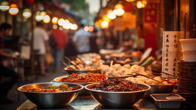 Numerous colorful bowls filled with delicious food are arranged on a wooden table