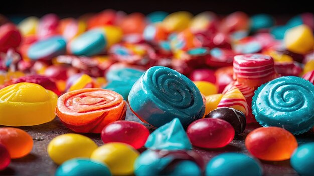 Photo numerous colorful candies background