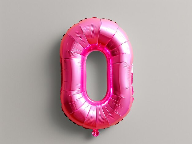 Nummer 0 roze opblaasbare ballon geïsoleerd op witte achtergrond voor verjaardagsfeestje 3d render