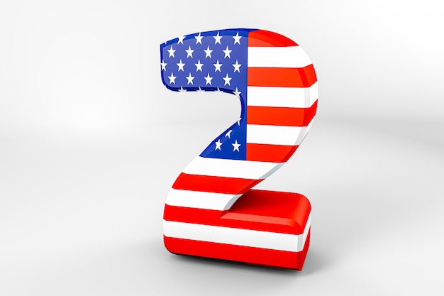 Foto nummer 2 met de amerikaanse vlag. 3d-rendering - illustratie