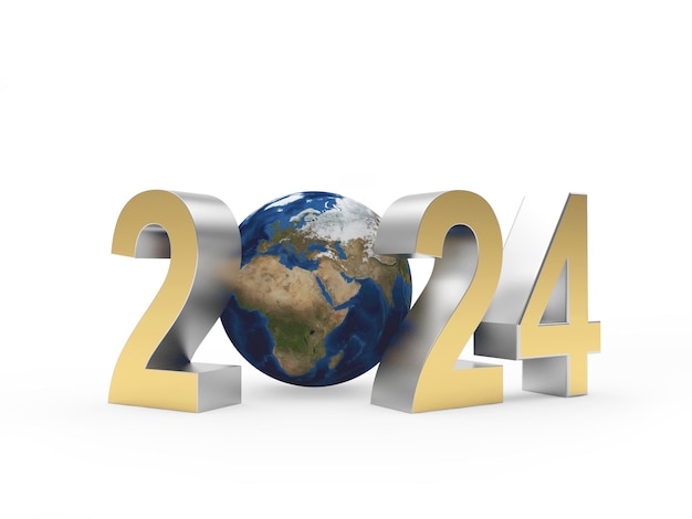 Nummer 2024 met de planeet Aarde.