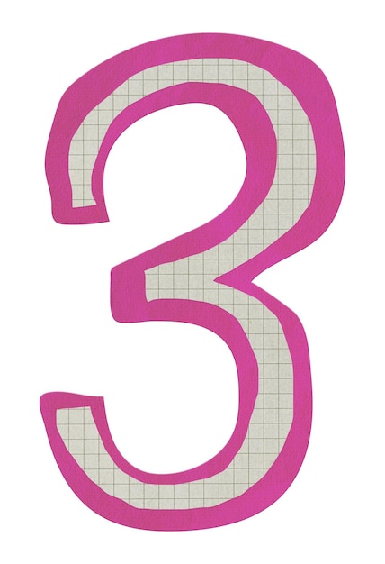 Nummer 3 png schattig papier gesneden alfabet doorzichtige achtergrond
