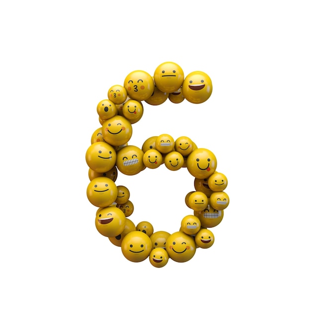 Nummer 6 emoji-tekenlettertype 3D-rendering