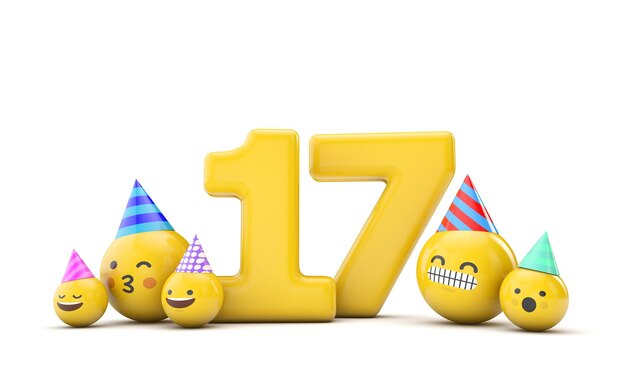Nummer emoji verjaardagsfeestje d render