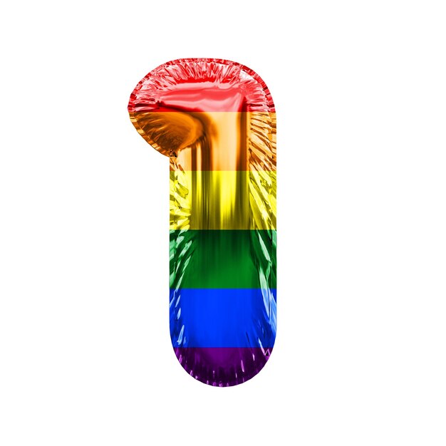 Nummer gay pride vlag glanzende folieballon d rendering