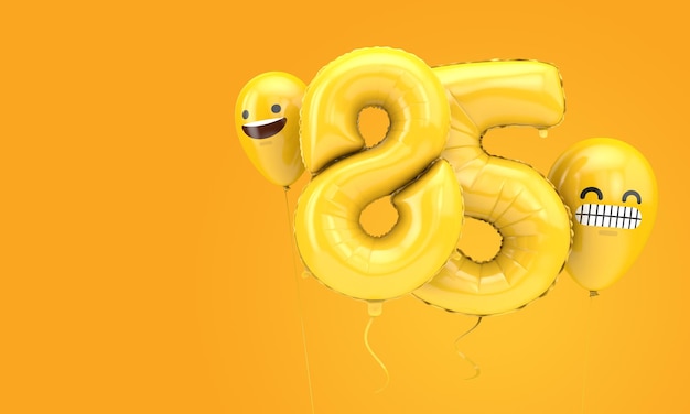 Nummer verjaardagsballon met emoji gezichten ballonnen d render
