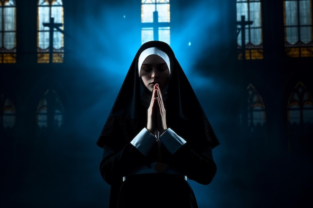 Фото Монахиня член религиозной общины ведет монашескую жизнь член религиозной общины молится богу и иисусу христу вера религия библия монастырь лавр церковь мать сестра монахиня