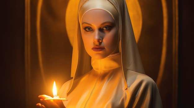 A nun in a golden robe