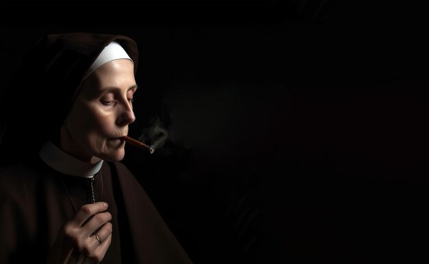 Монахиня курит марихуану.