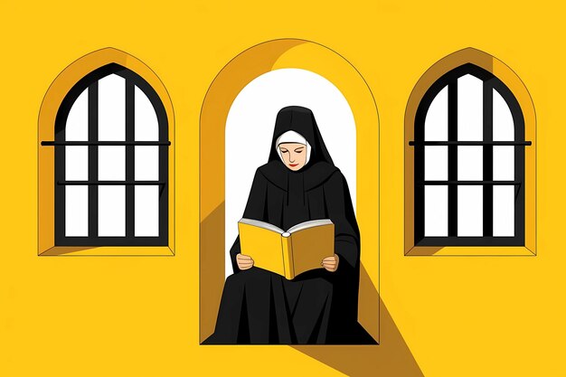 Nuns illustrations of monastic life in the church religious painting