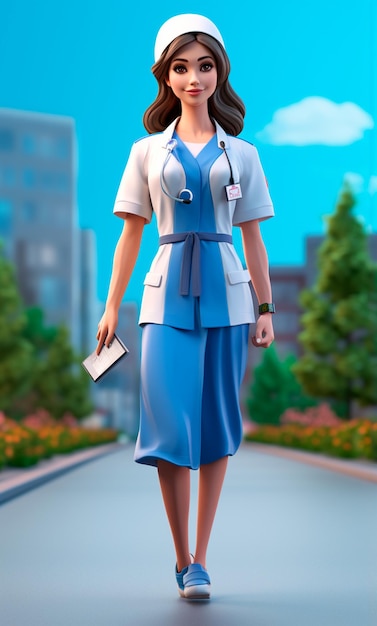 Nurse 3D cartoon character