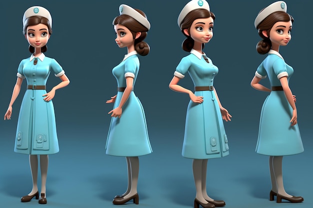 Nurse in 3D Cartoon Style Generative Ai