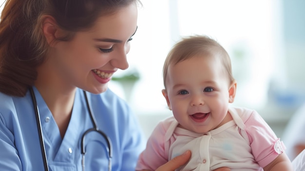 Photo nurse cares for infants with warmth gentleness and compassion