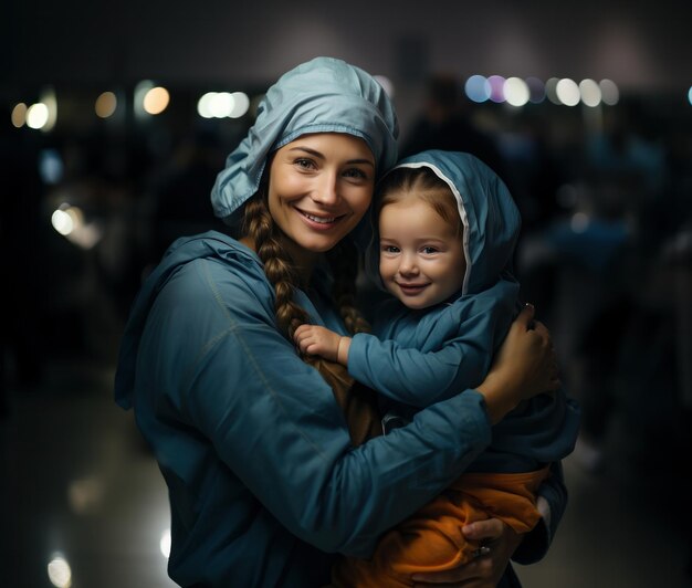 nurse carrying a baby